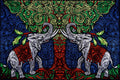 Mandala Elephant Flower Grey Tapestry